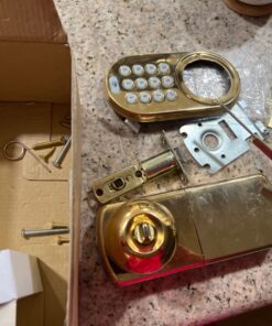 MiLocks TKK-02P Digital Door Knob Handle Lock with Electronic Keypad - Keyless Entry Smart Door Lock with Adjustable Latch Locks, Audible Tones for Interior Front Doors & More, Polished Brass 26 711E2F7MERL