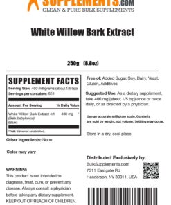Alternative view of BULKSUPPLEMENTS.COM White Willow Bark Extract Powder - Herbal Supplement Powder, Salix Alba - Pure, Gluten Free, No Filler - 400mg per Serving, 625 Servings (250 Grams - 8.8 oz) 8.81 Ounce (Pack of 1)