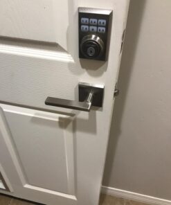 Kwikset Satin Nickel 91540-001 Halifax Door Handle Lever with Modern Contemporary Slim Square Design for Home Hallway or Closet Passage Square Rose Old Version 41 711GozjouuL