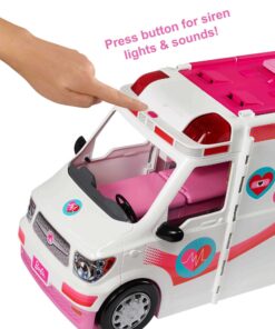 Barbie Playset with 20+ Accessories, Emergency Vehicle Transforms into 2+ Foot Hospital with Lights and Sounds, Care Clinic Standard 16 711GxUvBKvL