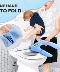 Gimars Upgrade Non-Slip Easily Removed Foldable Travel Potty Seat for Toddlers & Kids, Portable Toilet Seat Cover Fits All Shape Toilets, 6 Large Non-slip Silicone Pads, Free Carry Bag Blue 38 711HE83L6kL