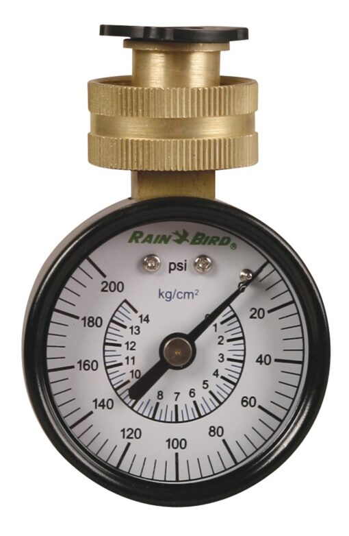 Rain Bird P2A Water Pressure Test Gauge, 3/4" Female Hose Thread, 0-200 psi