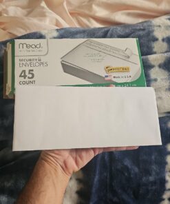 Mead #10 Envelopes, Security Printed Lining for Privacy, Press-It Seal-It Self Adhesive Closure, All-Purpose 20-lb Paper, 4-1/8" x 9-1/2", White, 45 per Box (75026) 45 Envelopes 19 711Hm8FFd7L