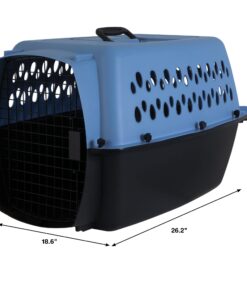 Petmate Pet Porter Fashion Dog Kennel 26", Parisian Blue & Black, for Pets 20-25lbs, Made in USA 26.0"L x 18.6"W x 16.5"H 26 711HssLLdEL
