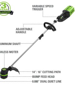 Alternative view of Greenworks 80V 16 inch Brushless String Trimmer, 2.0Ah Battery & Rapid Charger Included, ST80L210 16" Brushless Trimmer (2.0Ah)