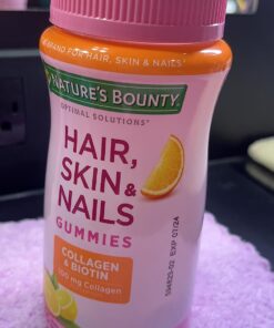 Nature's Bounty Optimal Solutions Hair, Skin & Nails with Biotin and Collagen, Citrus-Flavored Gummies Vitamin Supplement, 2500 mcg, 80 Ct 80 Count (Pack of 1) 39 711K3ZtP8uL