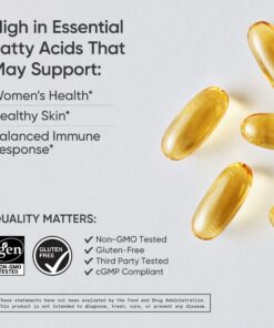 Sports Research Evening Primrose Supplement from Cold Pressed Oil - Softgels for Women’s Health & Skin Health - Gluten Free & Non-GMO GLA - High Potency 1300mg, 120 Count 120 Count (Pack of 1) 25 711KYEw8mGL 1