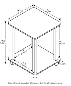 Furinno Simplistic Set of 2 End Table, French Oak Grey/Grey French Oak/Grey 2-Pack, Plastic Pole 15.6 x 15.6 27 711M1AgTAML