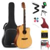 Donner Acoustic Guitar Kit for Beginner Adult Teen Full Size Cutaway Acustica Guitarra Starter Bundle Set with Bag Strap Tuner Capo Pickguard Pick, Right Hand 41 Inch Natural, DAG-1C/DAD-110C 15 711N3LgpJ6L