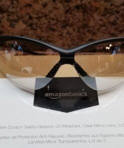Amazon Basics Anti-Scratch Safety Glasses, UV-Resistant, Indoor/Outdoor Clear Mirror Lens, 3-Count Black & Clear 28 711NZV3d0jL