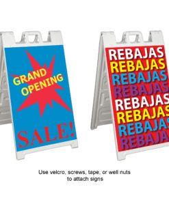 Plasticade Signicade Portable Storable Folding Heavy Duty Plastic A Frame Double Sided Sidewalk Sign with Locking Hinges, White 1 Pack 17 711Nbtasp9L