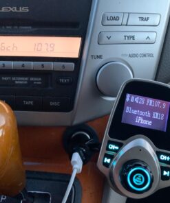 Nulaxy Bluetooth Car FM Transmitter Audio Adapter Receiver Wireless Handsfree Voltmeter Car Kit TF Card AUX 1.44 Display - KM18 Golden 33 711NieW5UQL