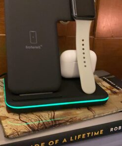 Wireless Charging Station, 2021 Upgraded 3 in 1 Wireless Charger Stand with Breathing Indicator Compatible with iPhone 12/11 Pro/XS/8, iWatch Series Black 36 711ON7GpFwL