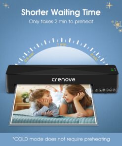 Crenova A4 Laminator Machine 4 in 1 Personal Desktop Hot & Cold 9 Inch Thermal Laminator for Home Office School Business Use Black 19 711PJ2C4REL