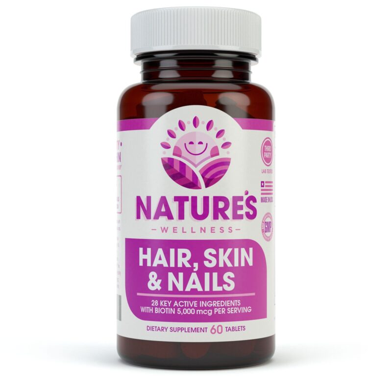 Catalog 2 Natures Wellness Hair, Skin & Nails Essential Nourishing Supplement, 60-Count | 4000mcg Biotin + Vitamins A, C and E, B Complex Vitamins, and Advanced Nutrients per Capsule | 100% All-Natural