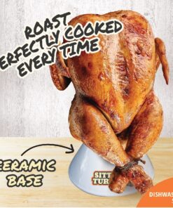 Alternative view of Sittin' Chicken & Turkey Ceramic Beer Can Roaster & Steamer Combo Pack- Easily Infuse flavors Into Your Meat- Wide Ceramic Base for Oven Or Grill Use- Great Meal Prep Accessories for BBQing & Grilling