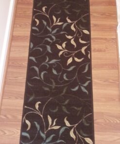 Machine Washable Leaves Design Non-Slip Rubberback 2x5 Traditional Runner Rug for Hallway, Kitchen, Bedroom, Entryway, 20" x 59", Brown Leaves Brown Runner - 20" x 59" 46 711SxgCN1L