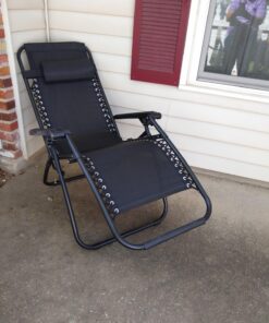 Caravan Sports Zero Gravity Outdoor Portable Folding Camping Lawn Deck Patio Pool Recliner Lounge Chair for Adults, Adjustable Headrest, Black 34 711TYfTZmjL