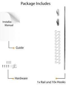 Wallniture Lyon 31.5" Wall Mount Kitchen Utensil Holder With 10 S Hooks For Hanging Pots and Pans Set 29 711TgmeBcoL