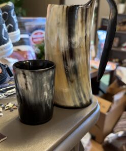 AleHorn Viking Horn Mug, Shot Glass and Bottle Opener Bundle | Viking Drinking Horn Set | Viking Horn Cup, Viking Mug Gift Ideas For Him - Viking Drinking Horn Mug Set for Beer, Ale or Mead - 16 oz L - 16oz 29 711Uo7UsU0L