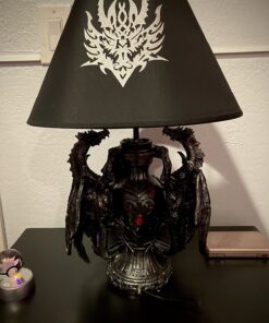 Zeckos Gothic Guardians of Light Medieval Dragons Resin Table Lamp - Dark Fantasy - 19 Inches High - with Black Fabric Tribal Dragon 13 Inch Diameter Lampshade 32 711V8ZLloL