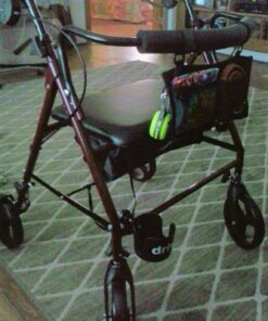 Medline Heavy Duty Rollator Walker with Seat, Bariatric Rolling Walker Supports up to 500 lbs, Large 8-inch Wheels, Burgundy 41 711WP8D7i3L