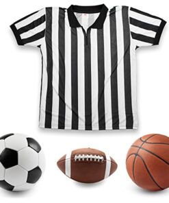 Crown Sporting Goods Men's Official Black & White Stripe Referee / Umpire Jersey – Pro-style Ref Uniform, Great for Basketball, Football, & Soccer Medium 7 711XR2vKWFL