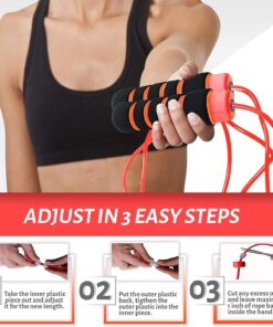 Limm Adjustable Jump Rope for Workout - All-Purpose Exercise Jump Rope Kids & Adults Love with Tangle-Free, Comfortable Foam Handles - Best Slimming, Cardio & Endurance Training Red 28 711XqWQPn0L