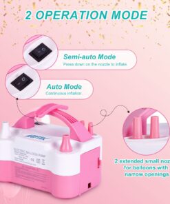 AGPtEK Electric Air Balloon Pump with Built-in Tying Tool, 110V 600W Pink and White Portable Dual Nozzle Inflator/Blower for Party Decoration-with Tying Tool on Handle 25 711YSMjGW5L