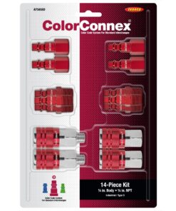 Alternative view of ColorConnex Coupler & Plug Kit, Industrial Type D, 1/4" NPT, Red, 14-Piece - A73458D