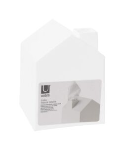 Umbra Casa Tissue Box Cover - Adorable House Shaped Square Tissue Box Holder for Bathroom, Bedroom or Office, White 40 711aFe50 DL