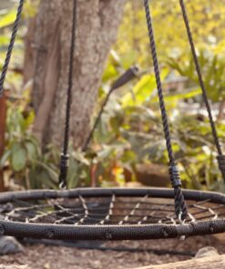 SUPER DEAL 40'' Spider Web Tree Swing Round Net Swing Platform Rope Swing Set for Kids Adult, 71" Detachable Nylon Rope with Swivel for Outdoor Backyard, Max 660 Lbs Extra Safe Steel Frame, Black 40 inch 31 711asua3zUL