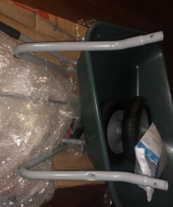 Best Choice Products Dual-Wheel Home Utility Yard Wheelbarrow Garden Cart w/Built-in Stand for Lawn, Gardening, Grass, Soil, Bricks, and Construction, Green 54 711bx3BY1L