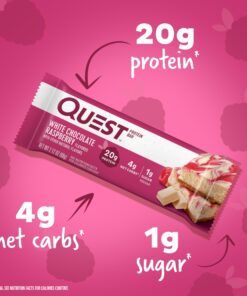 Quest Nutrition White Chocolate Raspberry Protein Bars, High Protein, Low Carb, Gluten Free, Keto Friendly, 12 Count 20 711cEhu8qaL