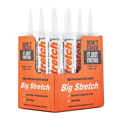 Sashco - BIG-P-C-12 Big Stretch Acrylic Latex High Performance Caulking Sealant, 10.5 Ounce Cartridge, Clear (Pack of 12)