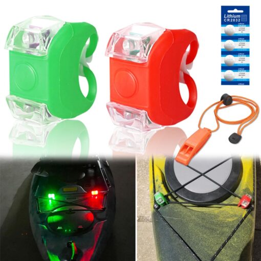 Botepon Battery Operated Kayak Navigation Lights, Marine Led Boat Lights, Boat Bow Lights and Stern Lights for Pontoon Boat Bass Boat Jon Boat Dinghy Kayak Yacht Jet Ski 1Pcs Red, 1Pcs Green