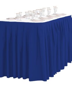 LinenTablecloth 14 ft. Accordion Pleat Polyester Table Skirt Royal Blue 14 ft. 10 711fIAhpX9L