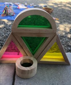 Agirlgle Wood Building Blocks Set for Kids 24 Pcs Rainbow Stacker Stacking Game Construction Toys Set Preschool Colorful Learning Educational Toys - Geometry Wooden Blocks for Boys & Girls 33 711fKOyjAZL