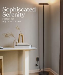 Brightech Sky LED Torchiere Super Bright Floor Lamp - Contemporary, High Lumen Light for Living Rooms & Offices - Dimmable, Indoor Pole Uplight for Bedroom Reading - Black 23 711fMgAg40L 3