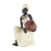 Deco 79 Polystone Woman Sitting African Sculpture with Red Water Pot, 6" x 6" x 10", Cream 6" x 6" x 10" 49 711g28bFCTL