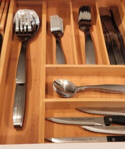Bellemain Expandable Bamboo Drawer Organizer - Large Kitchen Utensil Holder for Cutlery, Silverware, Flatware Storage - Utensil Organizer for Kitchen Drawers, Desk, Junk Drawer Organizer Tray, 8-Slot 31 711h7szJxFL