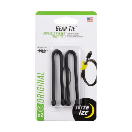 Nite IZE Original Gear Tie Original Packaging 6 Inch -2 Pack Black