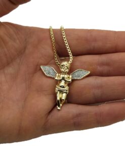 Fashion 21 Sparkled Micro Baby Angel Cherub Pendant 2mm 24 inches Box Chain Necklace Gold Silver Tone 24 711iyc1A4SL