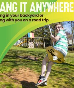 Swurfer Swift - Maple Wood Disc Swing for Kids Ages 4 and Up, Holds up to 150 Pounds - Includes 18" Curved Seat Swing with Heavy Duty Braided Rope, Brown Disc Tree Swing 13 711jOOMaCfL