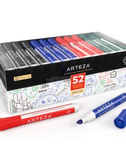 Arteza Dry Erase Markers, Bulk Pack of 52, Chisel Tip, 4 Assorted Colors with Low-Odor Ink, Whiteboard Markers, Back to School Supplies for Classroom, Office, or Home 1 Count (Pack of 52)