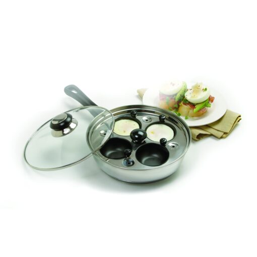 Norpro 8.5 Inch Skillet Set with Removable 4 Egg Poacher, 8 IN, as shown