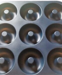 Large Non-Stick 100% LFGB Grade Silicone Donut Pan, Makes 9 Full Size Donuts, Oven, Dishwasher and Freezer Safe Donut Mold by Unicorn Glitter LLC Navy 45 711laPbcI8L