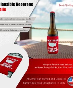 Alternative view of Funny Guy Mugs Back-To-Back World War Champs Collapsible Neoprene Can Coolie - Drink Cooler World War Champs Red Can