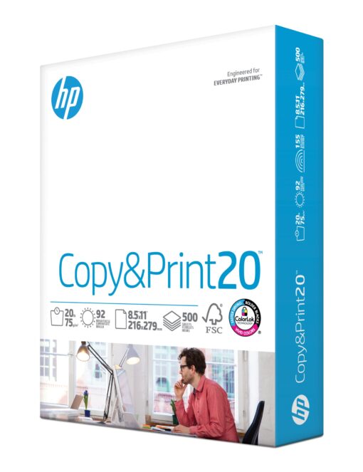 HP Printer Paper | 8.5 x 11 Paper | Copy &Print 20 lb | 1 Ream Case - 500 Sheets| 92 Bright | Made in USA - FSC Certified | 200060 1 Pack Standard Size (8.5x11)