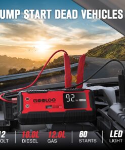 GOOLOO GT4000S Jump Starter 4000 Amp Car Starter 100W Two-Way Fast-Charging Portable Car Battery Charger Booster Pack for 10L Diesel and 12L Gas Engines, SuperSafe Lithium Jump Box for 12V Vehicles Red 52 711qOVcj5L